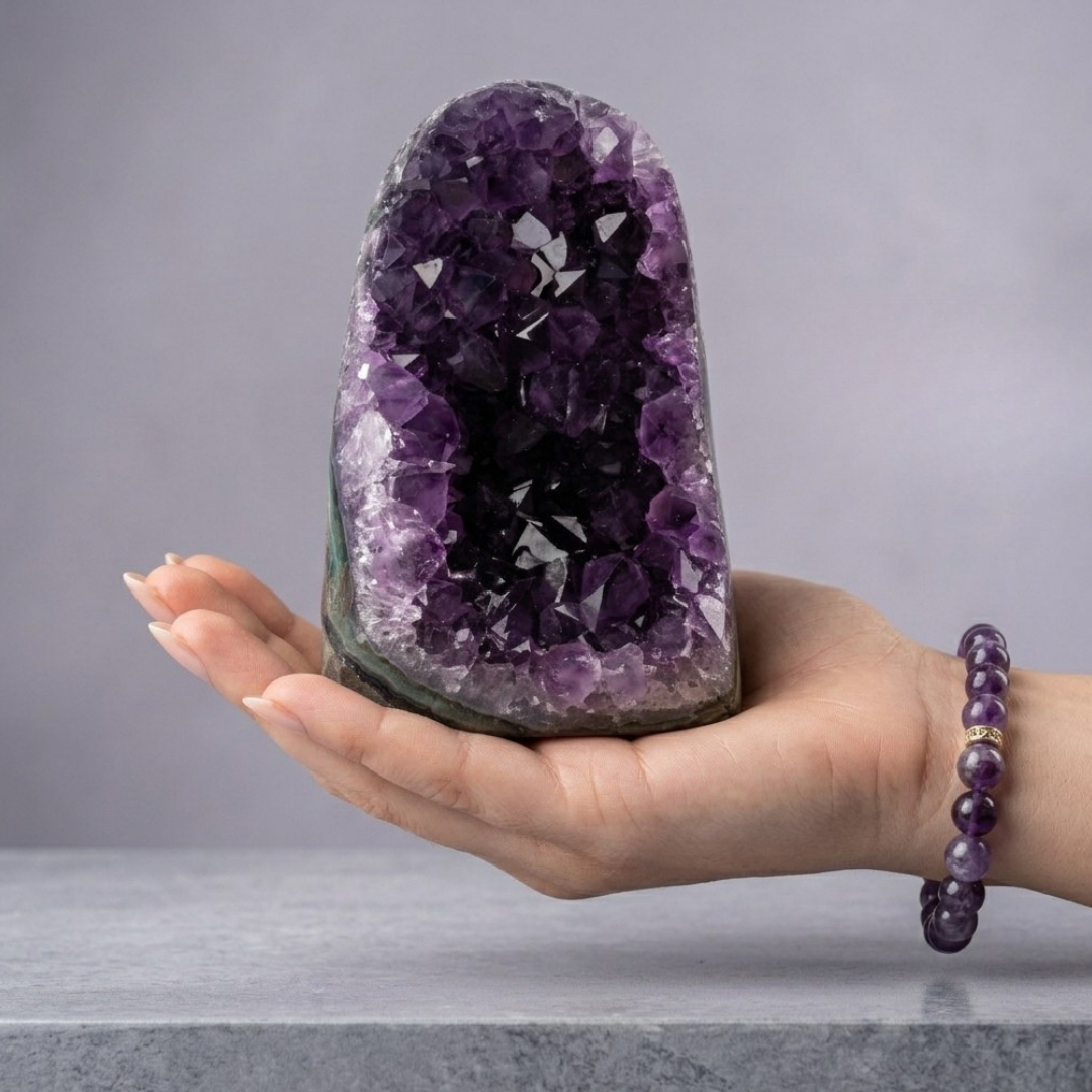 Natural Amethyst with Carved Base