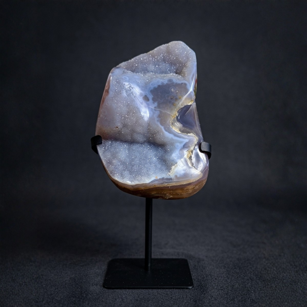 Blue Agate Geode on Stand