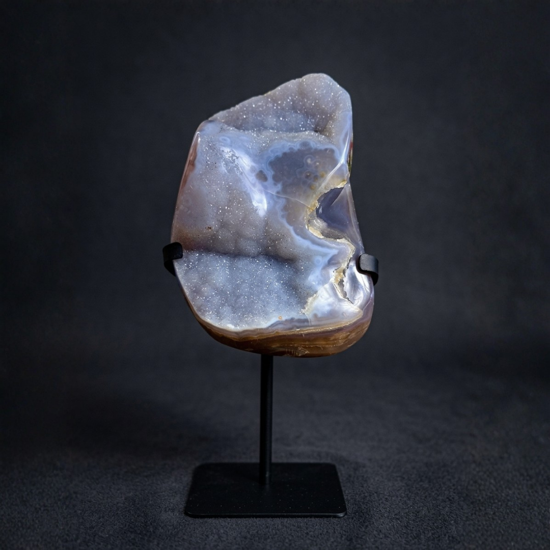 Blue Agate Geode on Stand