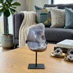 Blue Agate Geode on Stand