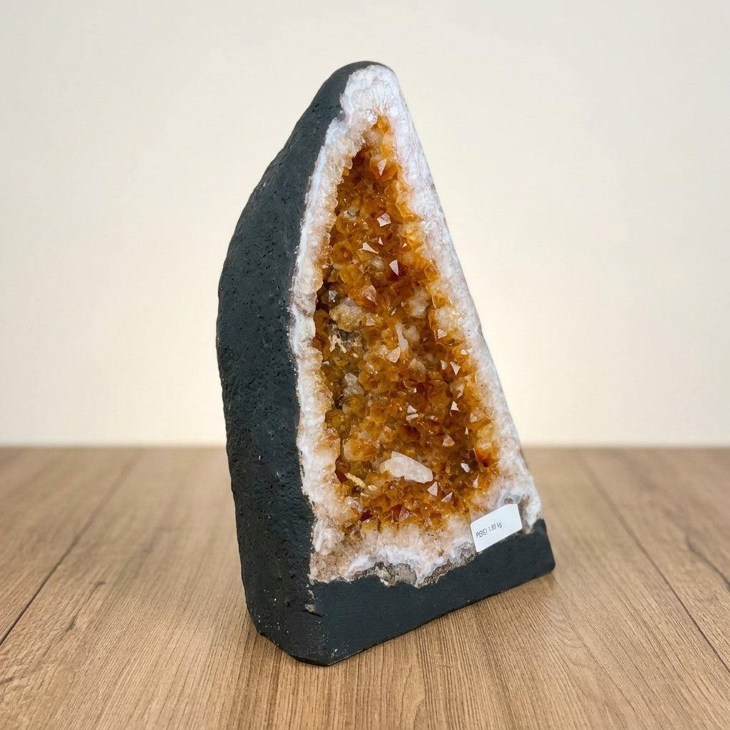 Natural Citrine Cathedral with Calcite Inclusion