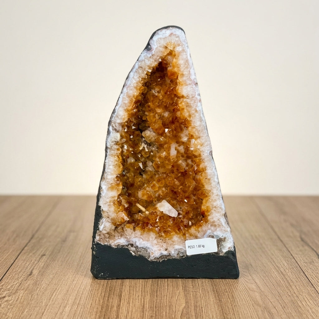 Natural Citrine Cathedral with Calcite Inclusion