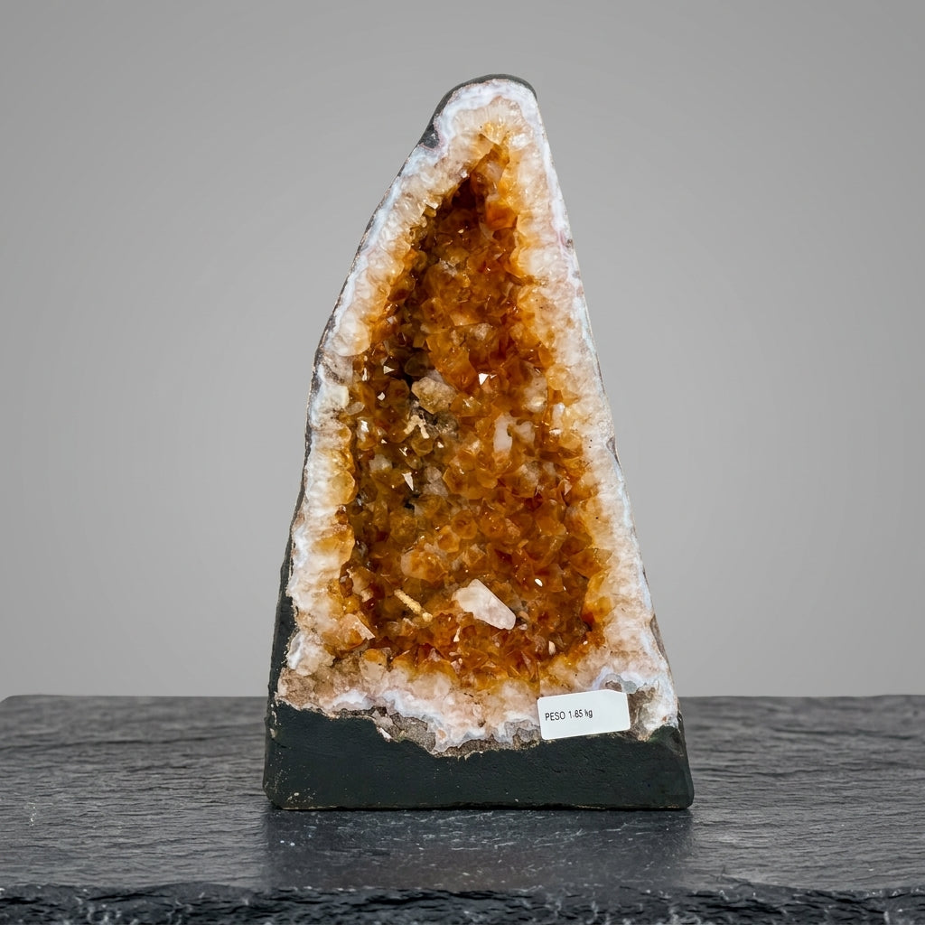 Natural Citrine Cathedral with Calcite Inclusion